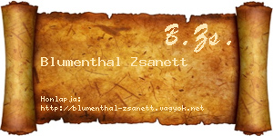 Blumenthal Zsanett névjegykártya